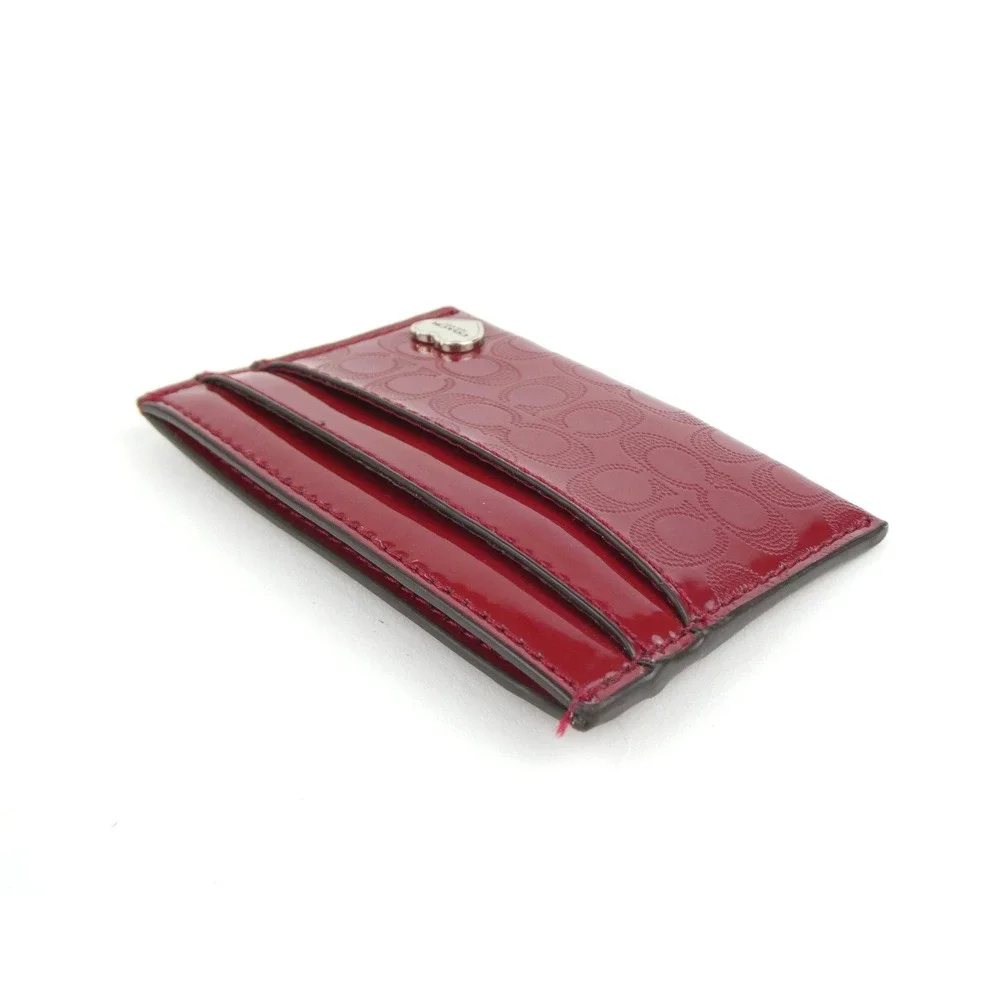 Coach‎ Signature Perforated Embossed Red Liquid Gloss Card Case